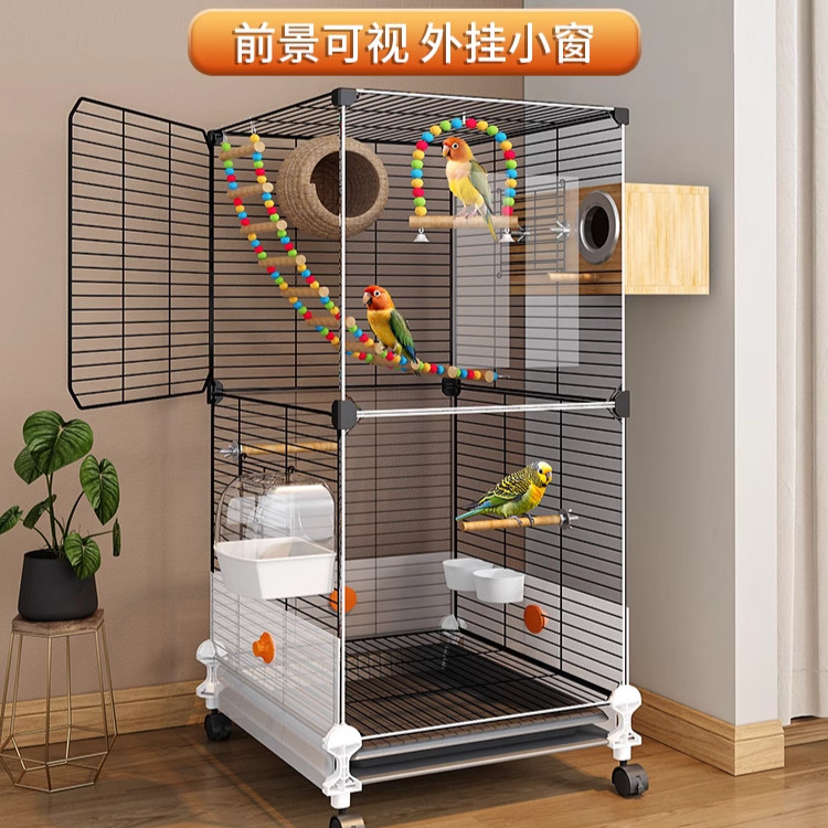 View of Extra Large Parrot Cage Bird Cage - Splash-Proof Luxury Mansion for ...