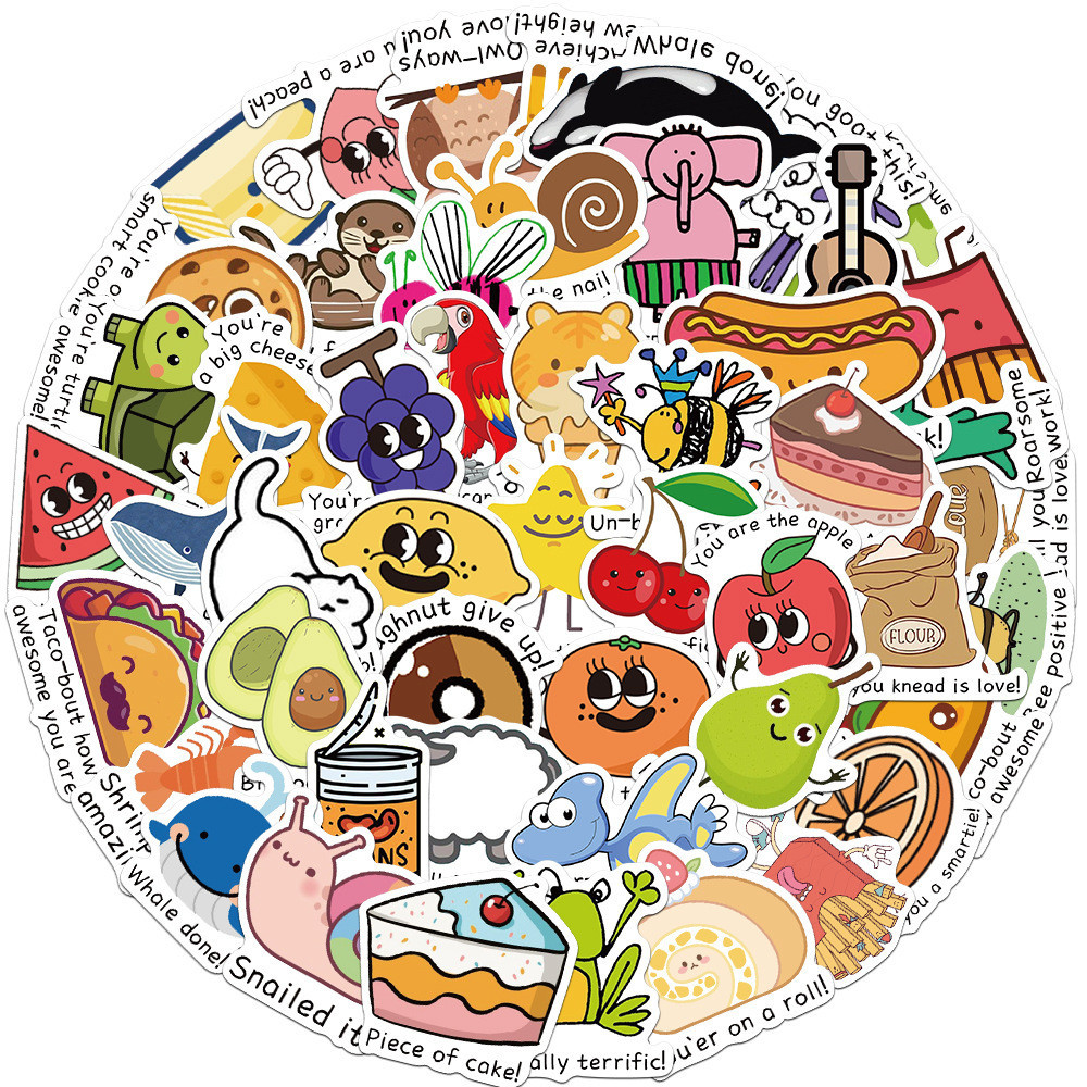 50Pcs/Set Funny English Kids Reward Series 06 Emoji Slang Stickers DIY ...