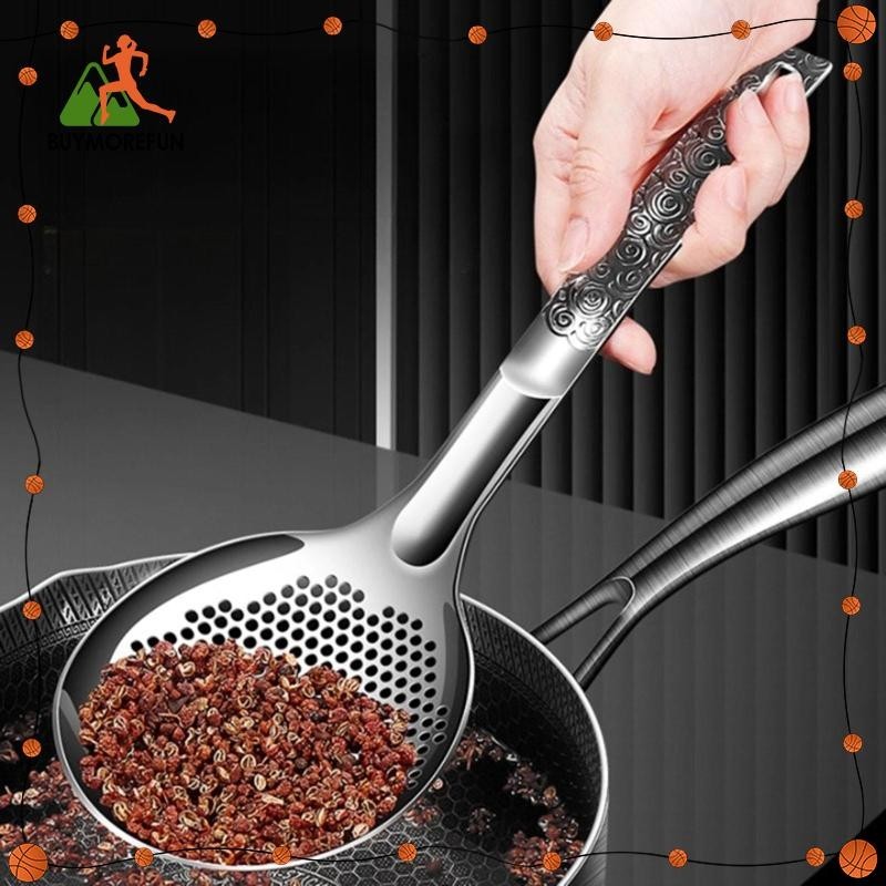 [Buymorefun] Stainless Steel Skimmer Spoon with Slot, Pasta Strainer, Spoon with Hanging Holes