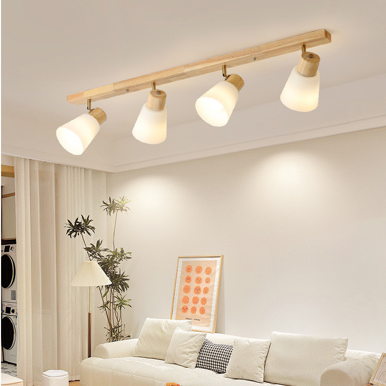 Nordic Simple led ceiling light Spotlight Solid Wood Glass Ceiling ...