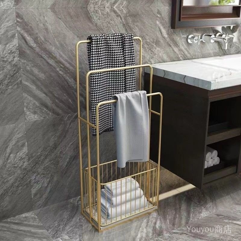 Light Luxury Bathroom Towel Rack Household Floor-standing Bath Towel ...