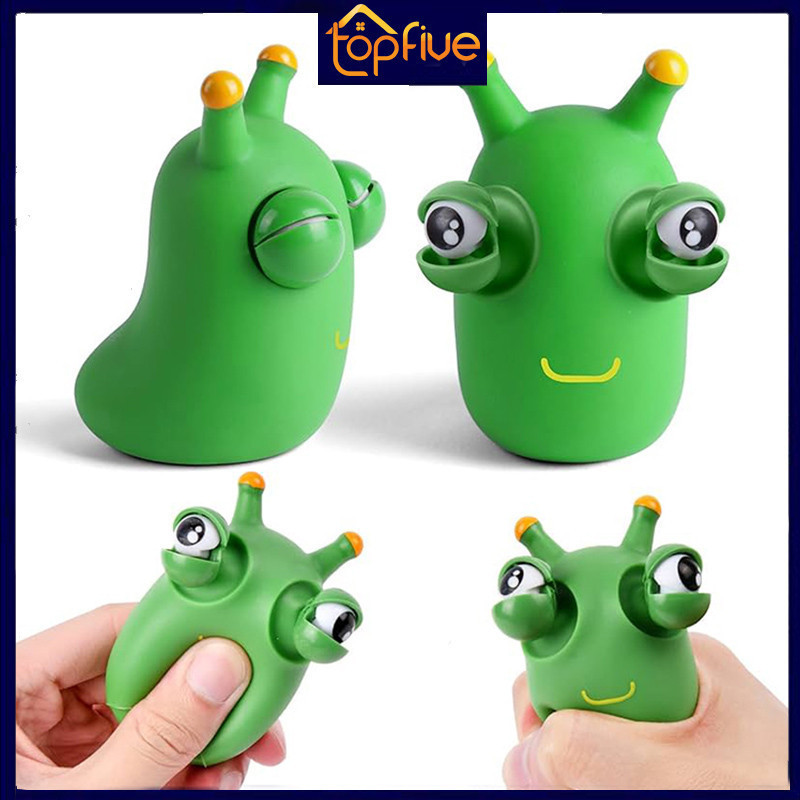 Eye Popping Green Worm Squeeze Toy Cute Funny Grass Worm Pinch Toy ...