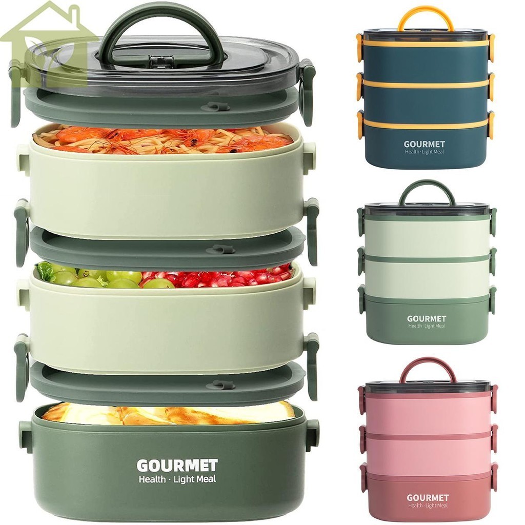 Meal Box 2000ML 3-Tier Stackable Food Case Sealed Leak-proof Meal Box ...