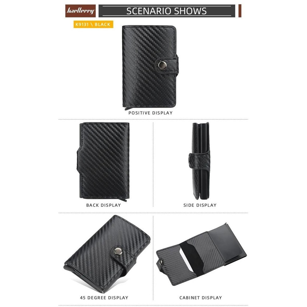 Card Wallet For Men PU Snap Closure Card Holder Wallet Rfid Mini Slim ...
