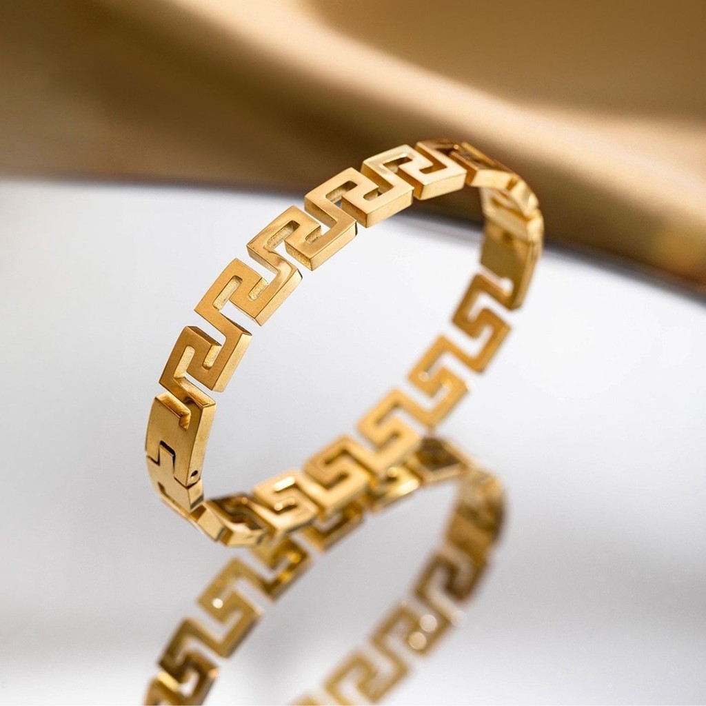 T Titanium Steel Oval Bracelet Greek Pattern | Shopee Singapore