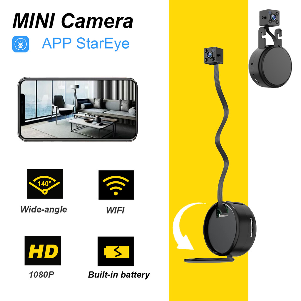 WIFI Slim 1080P HD Indoor Camera Battery Operated, Compact Design for