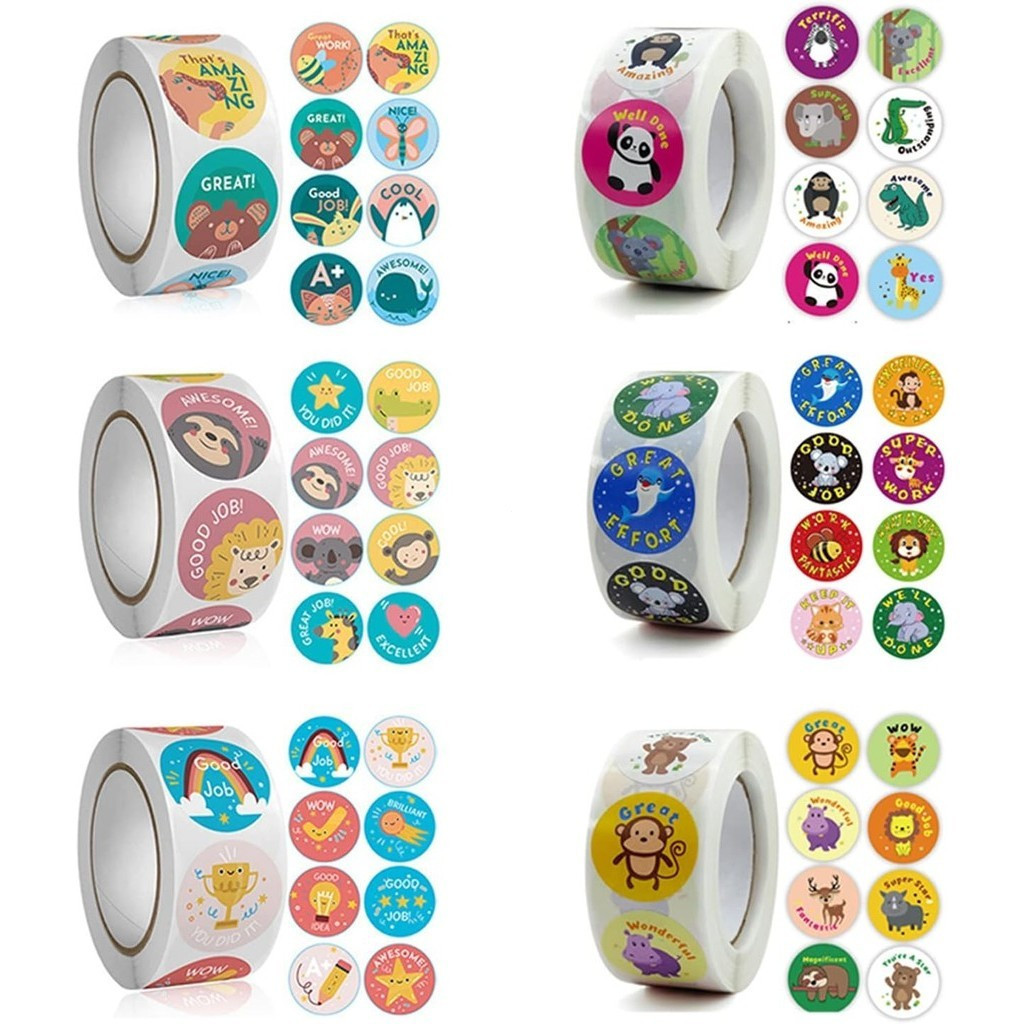 500 PCS Reward Stickers for Teachers Cartoon Animals Stickers Fun ...