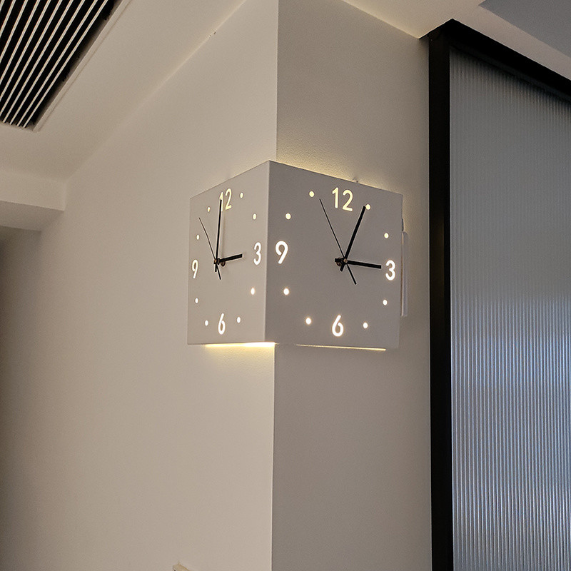 Ins Corner Double-Sided Wall Clock Living Room Creative Simple Modern ...