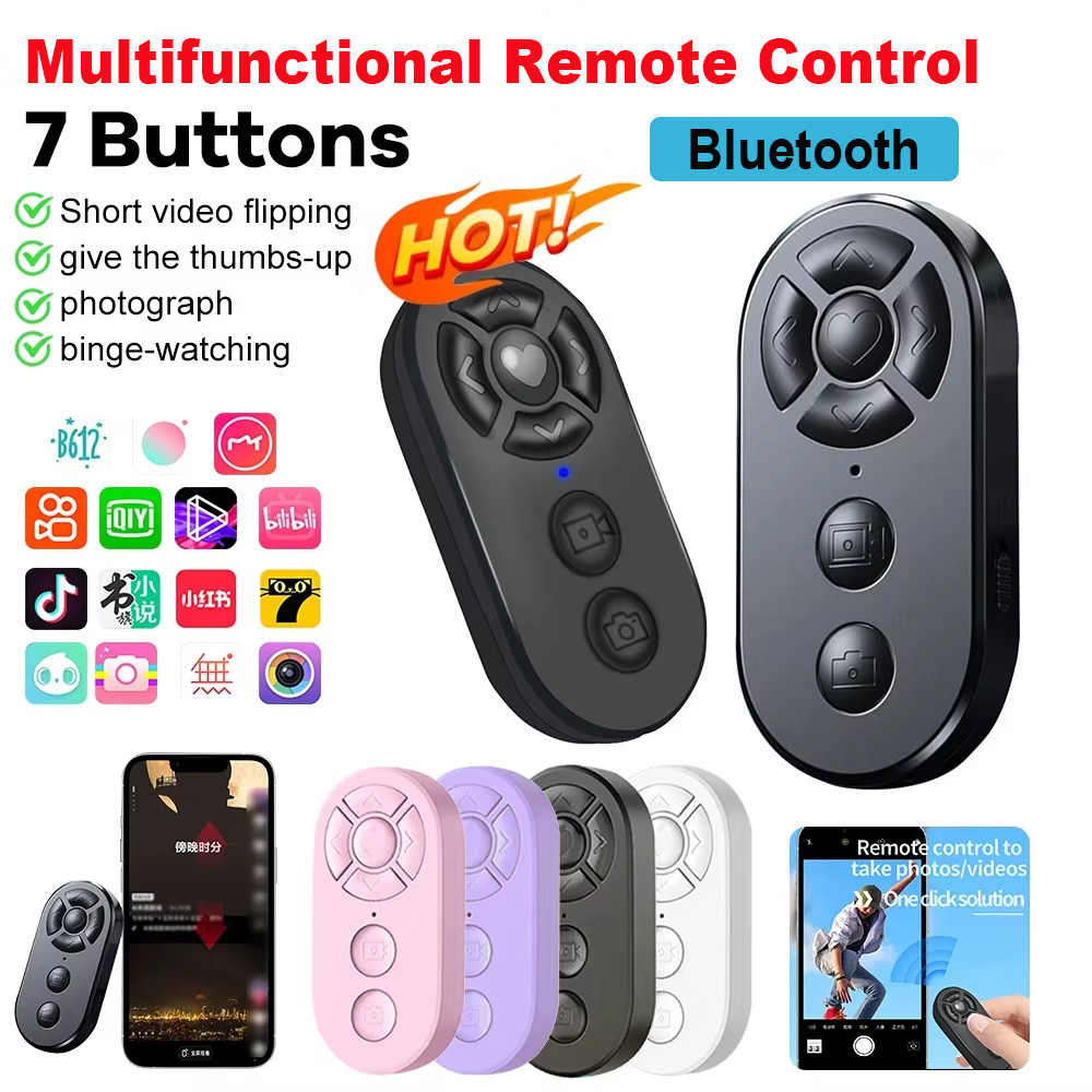Mini Multi functional 7-key Bluetooth Remote Control Rechargeable ...