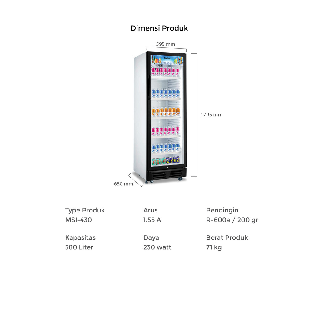Maspion Lemari Pendingin Showcase 380 Liter MSI-430 - Gambar 2
