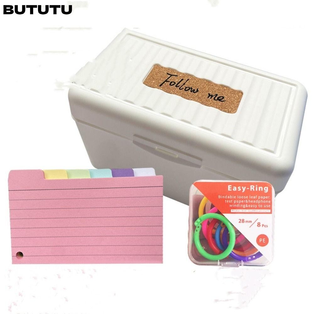 BUTUTU Tabbed Index Cards, Storage Box 8PCS Rings Flash Card Dividers ...