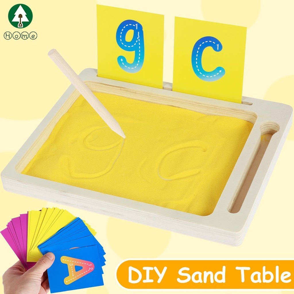 Montessori Sand Tray Toys Wooden Sand Scraping Box for Writing Letters ...