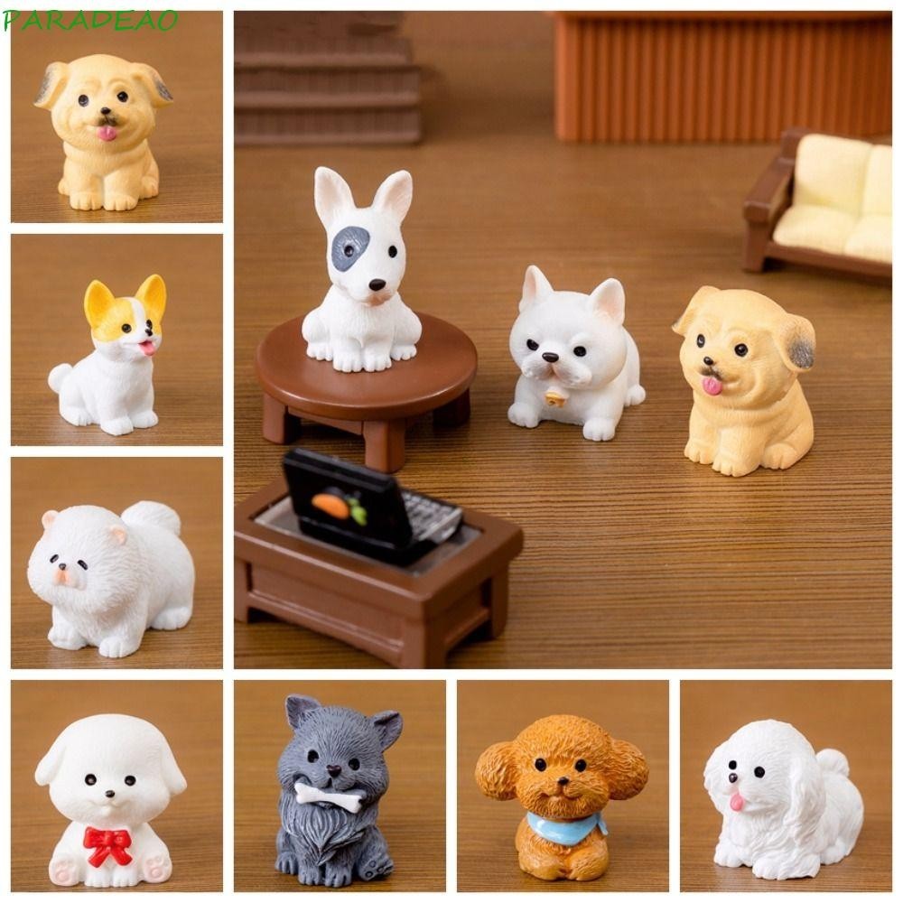 PARADEAO Cute Dog Figurines Miniatures, Resin Cartoon Animal Figurines ...
