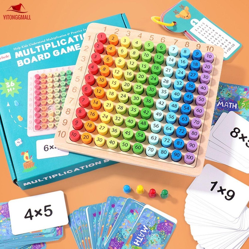 Wooden Math Multiplication Board Montessori Children Counting Toy with ...