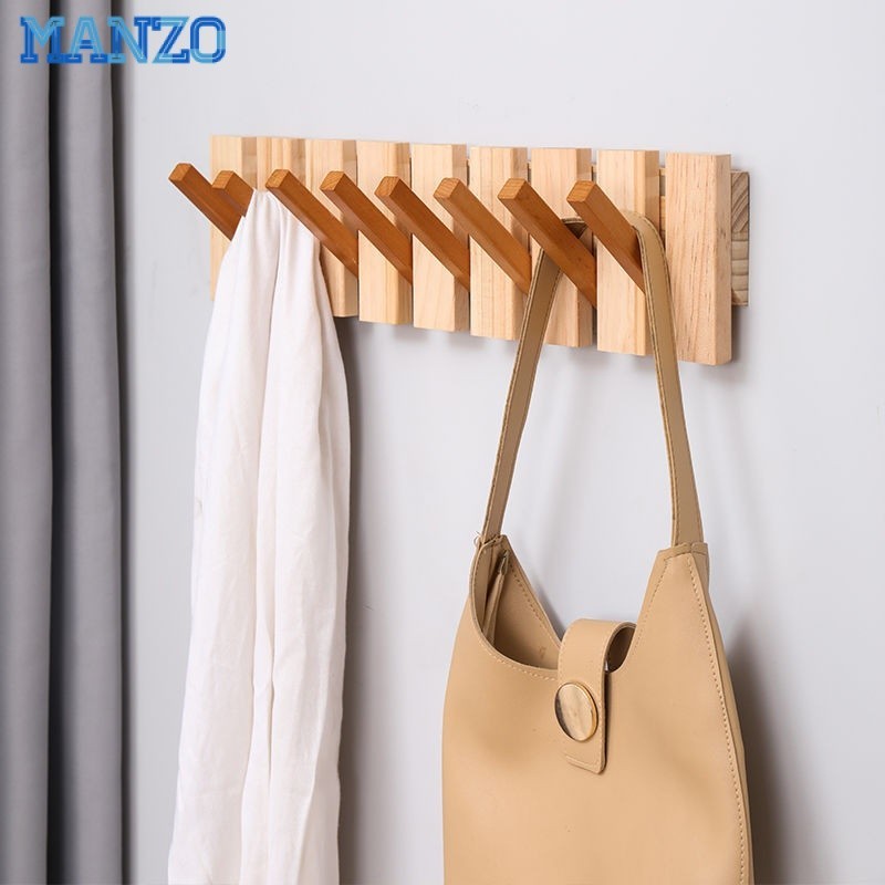 Minimalist Wall Mounted Coat Rack Space Saving Bedroom Wall Hook For Clothes Solid Wood Hook