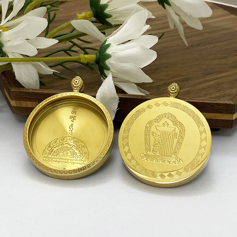Tibetan Style Tangka Round Gawu Box Stainless Steel Multi-Size Single ...