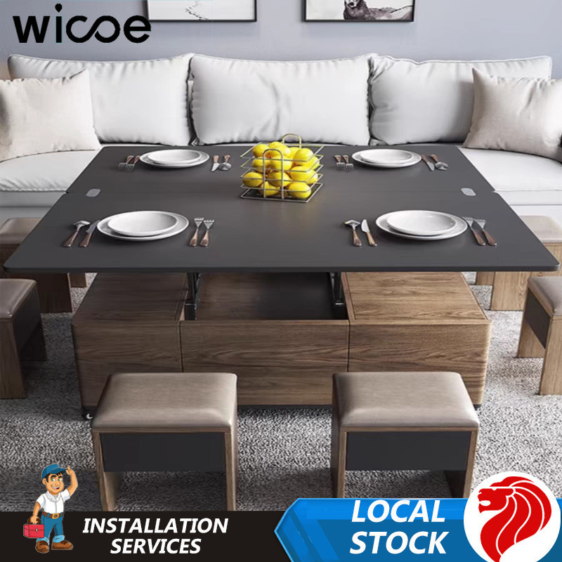 WISE Lifting Coffee Table Folding Dining Table With Wheels Mobile