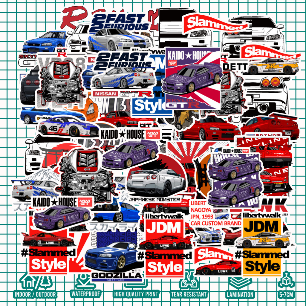 Krmk Sticker Pack NISSAN SKYLINE GTR NISSAN SKYLINE R34 R35 MINI GT ...