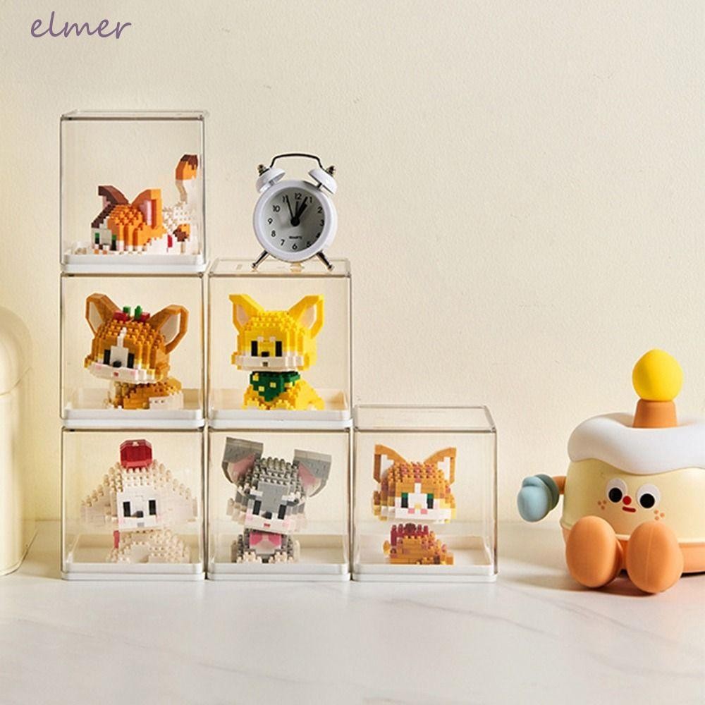 ELMER Bubble Mart Display Box, Plastic Transparent Figure Storage Box ...