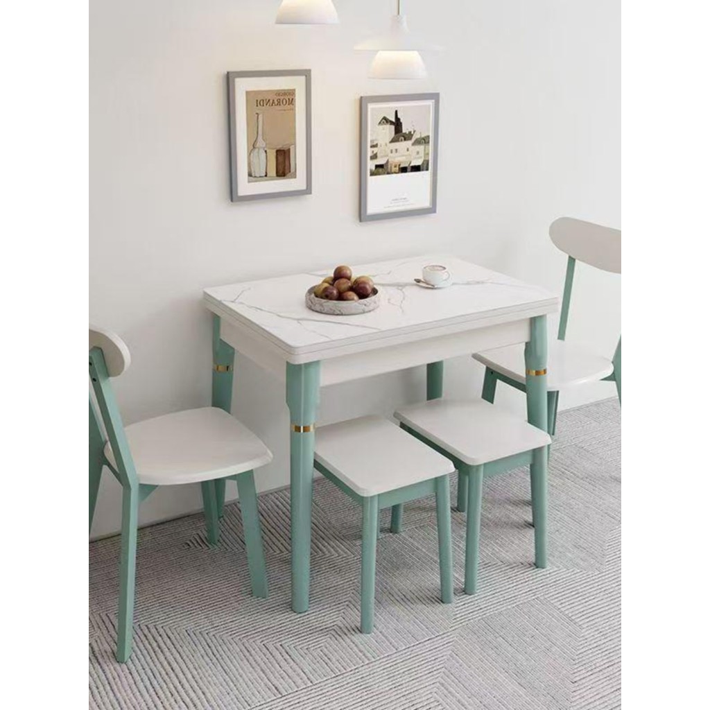 Solid Wood Rock Slab Dining Table Foldable Table Rectangular Dining ...
