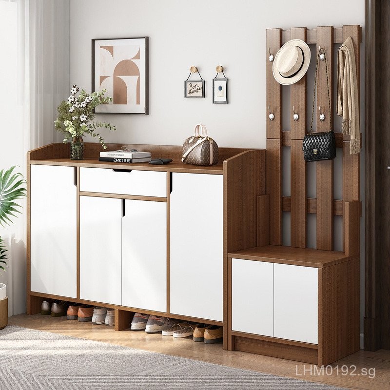 Clothes Rack Floor-standing Coat Cabinet Entryway Shoe Cabinet with ...