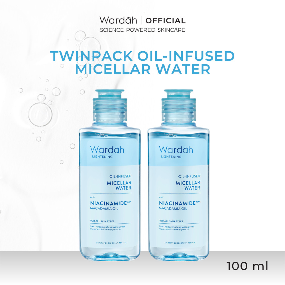 WARDAH TWINPACK Micellar Water 100ml All Series - Perfect Bright, Calm and Soothe Nature Daily, Acnederm, Lightening Oil Infused - Pembersih Wajah Make Up Remover Waterproof Tanpa Bilas - Skincare - Gambar 4