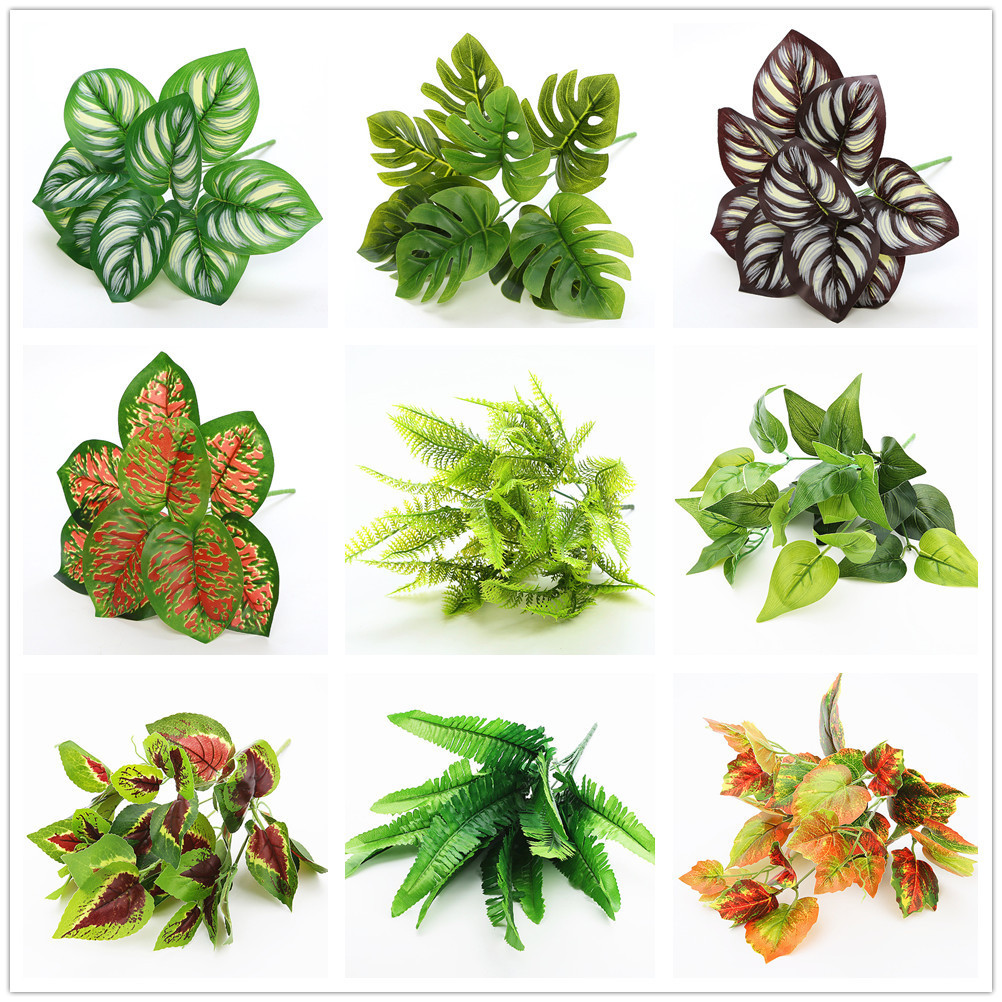 Artificial Green Plants Leaves Wall Home Garden Decoration Plant Grass ...