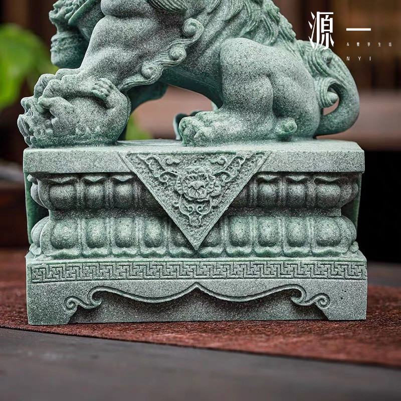 獅子　吉祥獣　彫刻　天然石　古玩　置物　インテリア　工芸品　美術品　A1377 Yuanyi】Extra-large Chinese-style stone lion ornaments for the