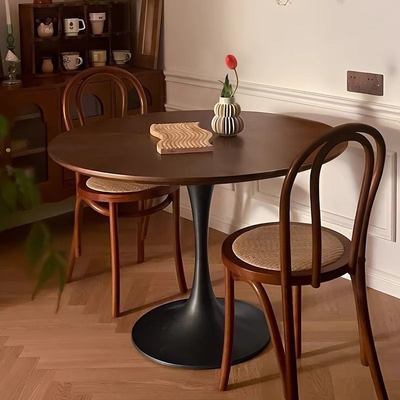 All Solid Wood Round Table Tulip Dining Table Retro Medieval Style ...