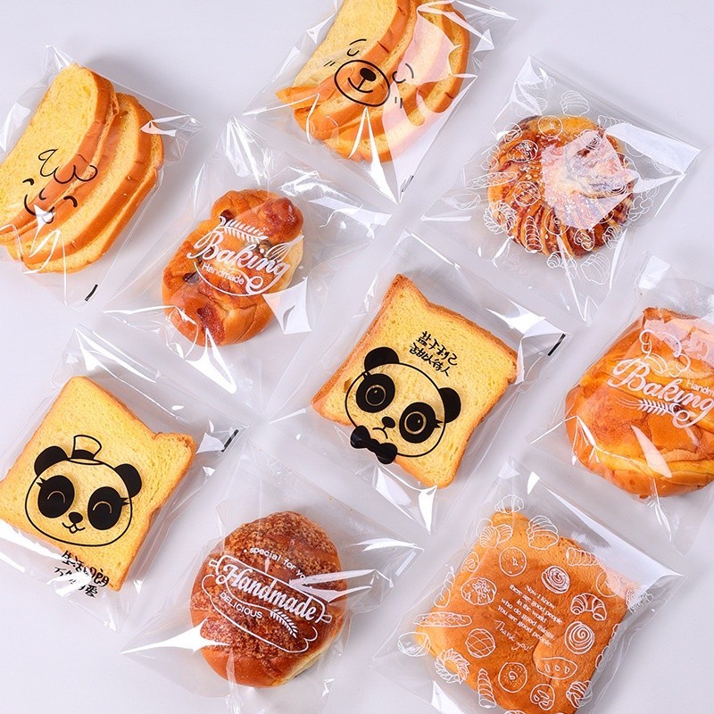 100pcs Self Adhesive Bread Cake Bakery Food Transparent Opp Plastic ...
