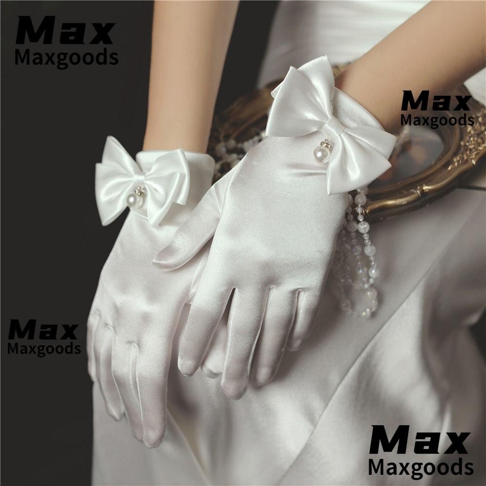 MAXG Bridal Wedding Gloves, Satin Short Women Opera Gloves, Summer Thin ...