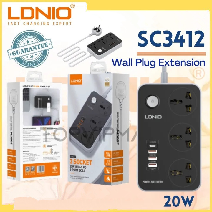【SG Local seller】SC3604 SC3412 Power Strip 3 Universal Socket with 6 ...