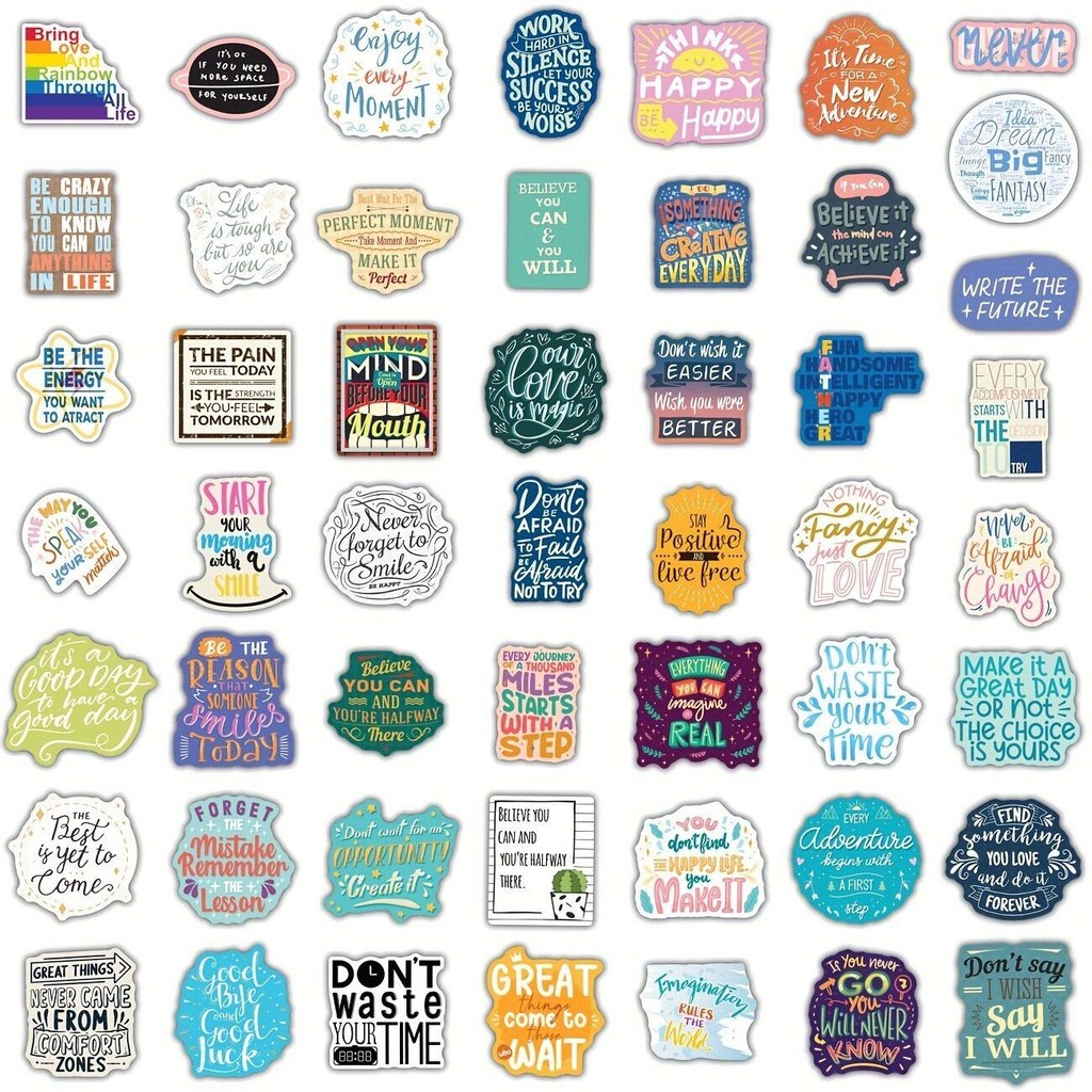 50pcs Inspirational Stickers Pack, Motivational for Water Bottle Vinyl ...