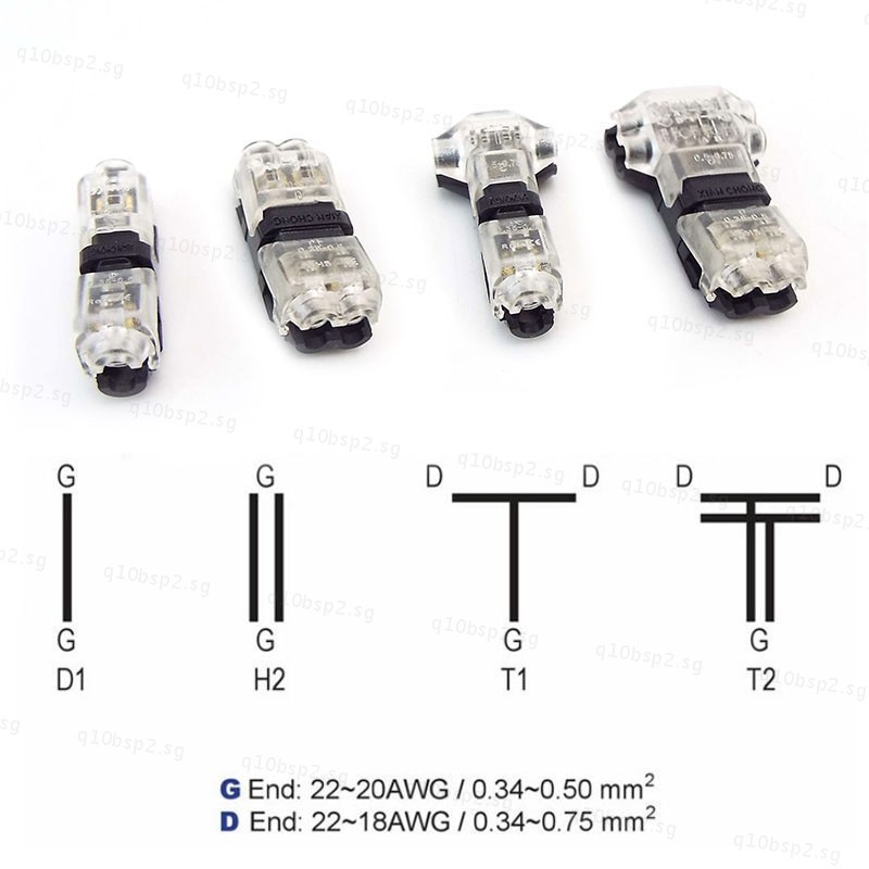 T Type Scotch Lock Quick Wire Connectors 2 Pin Cable 3 Way No Soldering ...