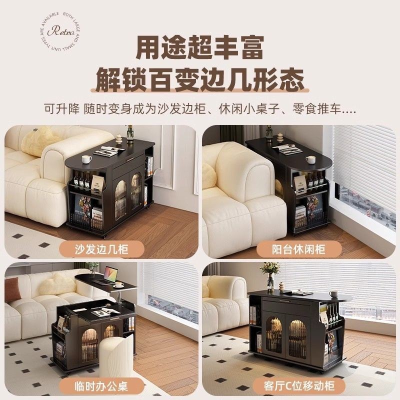 Italian Living Room Folding Table with Wheels Movable Riser Multi ...