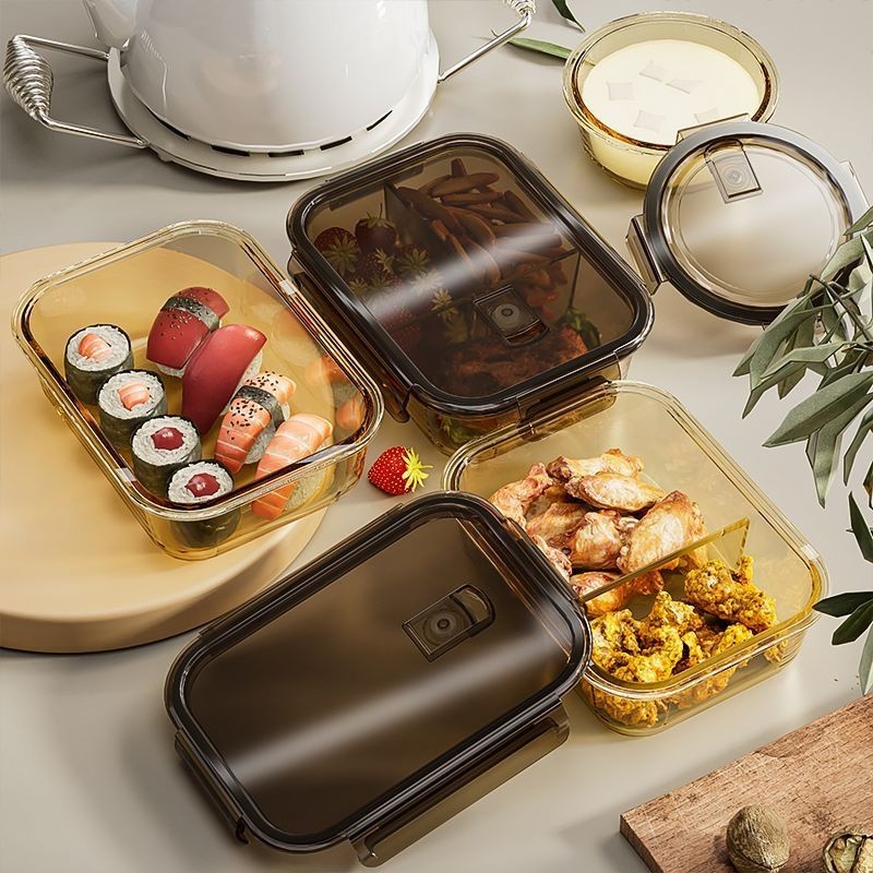 Foodgrade glass lunch box Commuter portable fresh divided lunch box