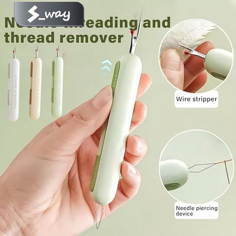 2 In 1 Thread Seam Ripper Multifunction Needle Threader Manual Sewing ...