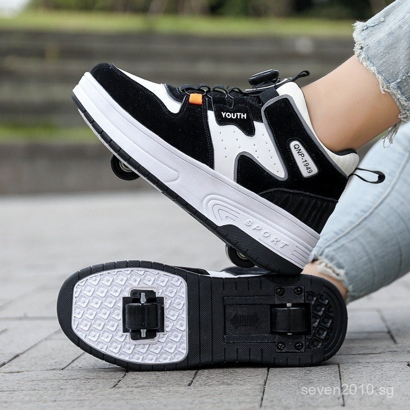 Youth detachable two wheeled adults Roller skates kids roller shoes non luminous wheel shoes QEA4 Shopee Singapore