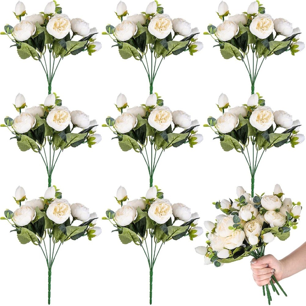 Artificial Peonies Silk Flowers Fake Peony Bouquet Faux Peonies Flowers ...