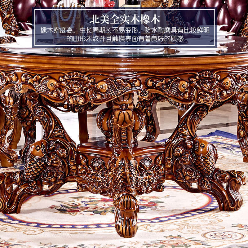 European Style Dining Table Full Solid Wood Surface Animal Carved ...