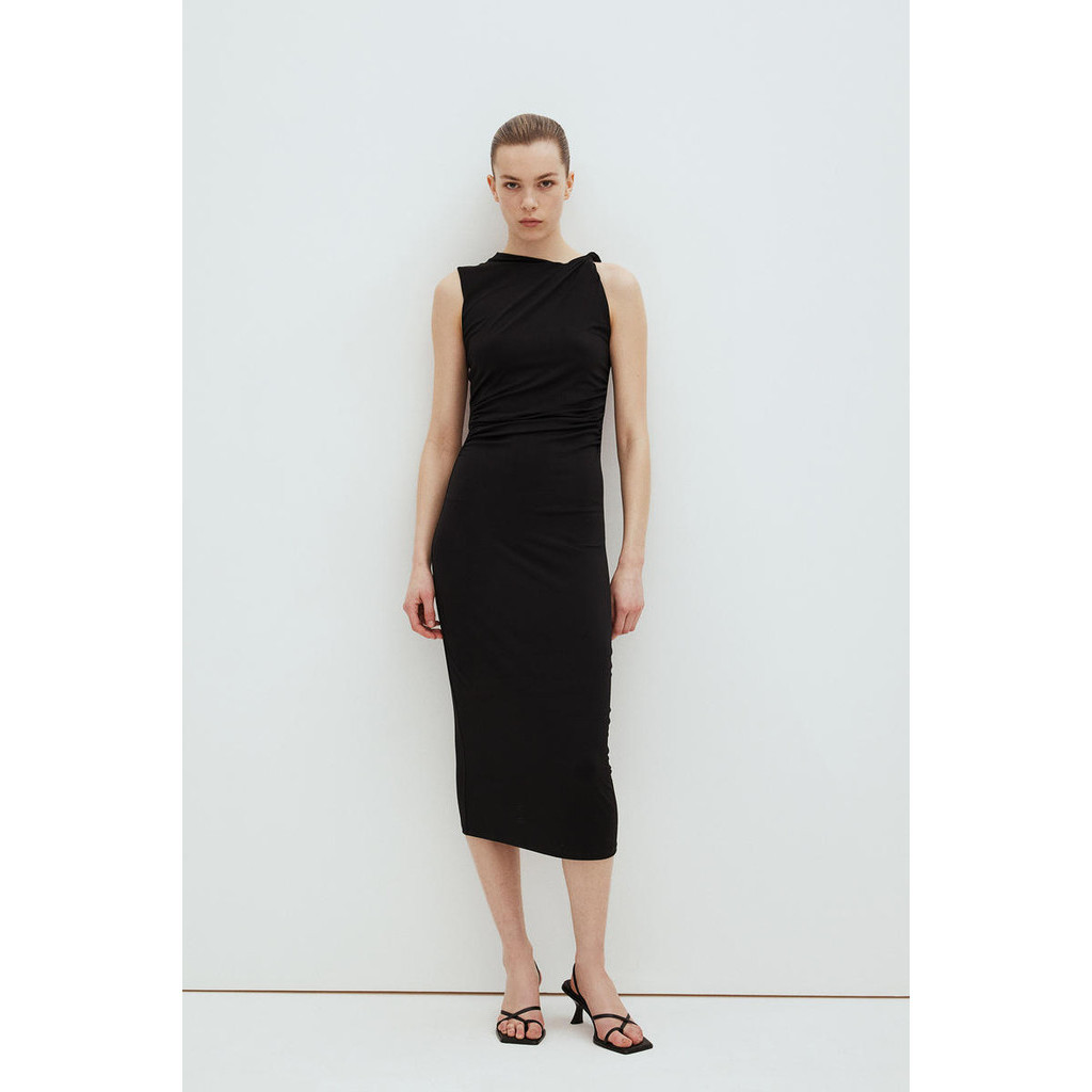 H&M - Gathered midi dress (Women) | Shopee Singapore