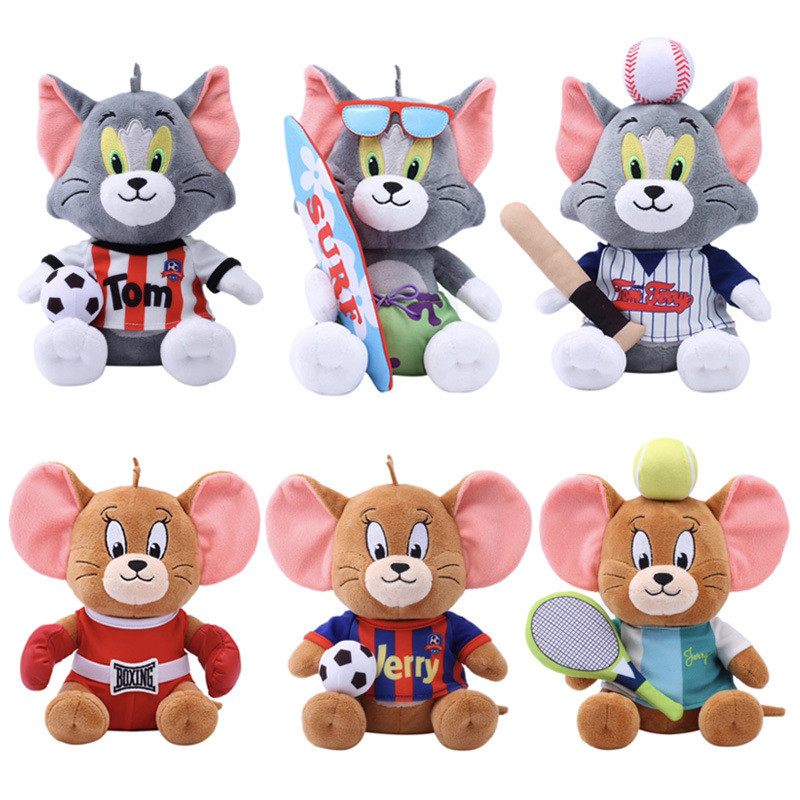 Tom and Jerry plush toy athlete football Tom tennis baseball surfing ...
