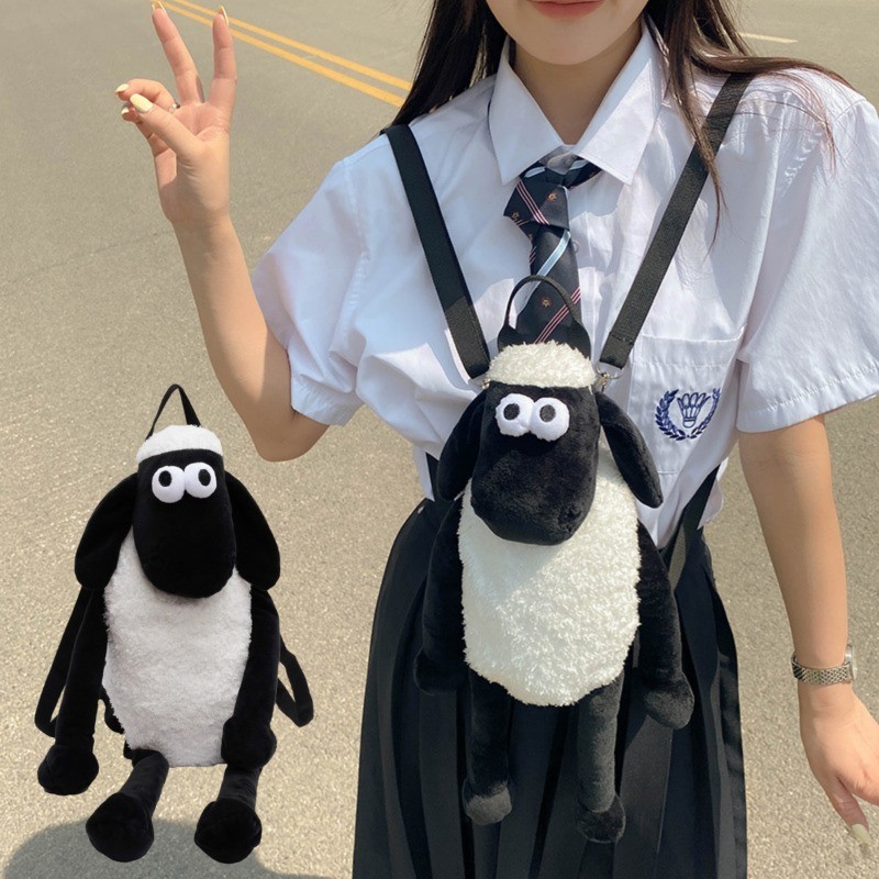 Shaun The Sheep Plush Backpack Cute Cartoon Doll Knapsack Carried on ...