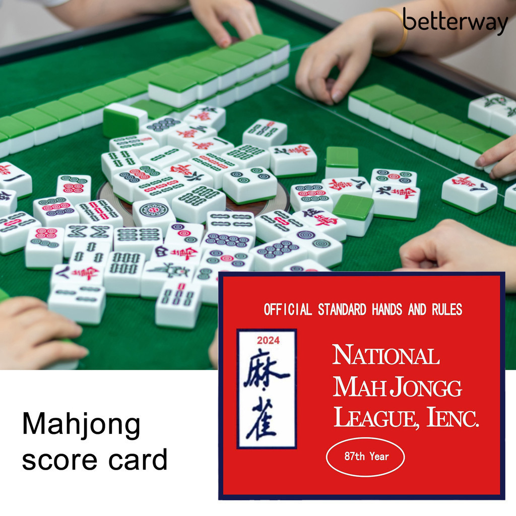 Betterway 1/4Pcs 2024 Mahjong Score Card National Mahjong League Official Standard Hands And
