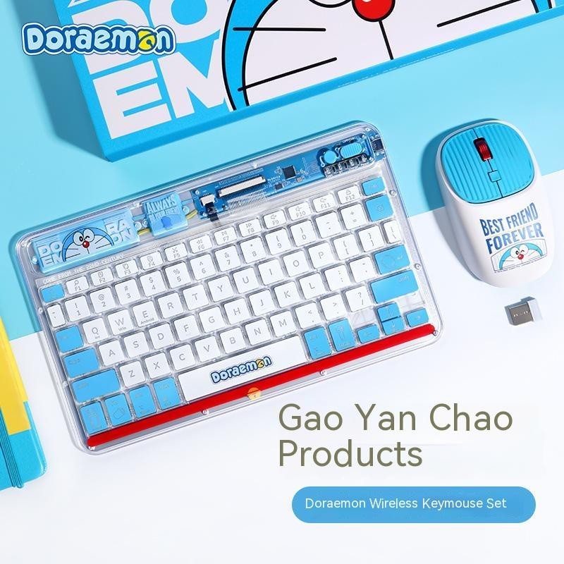 1 Set Doraemon Wireless Keyboard Mouse Set Cartoon Notebook Desktop ...