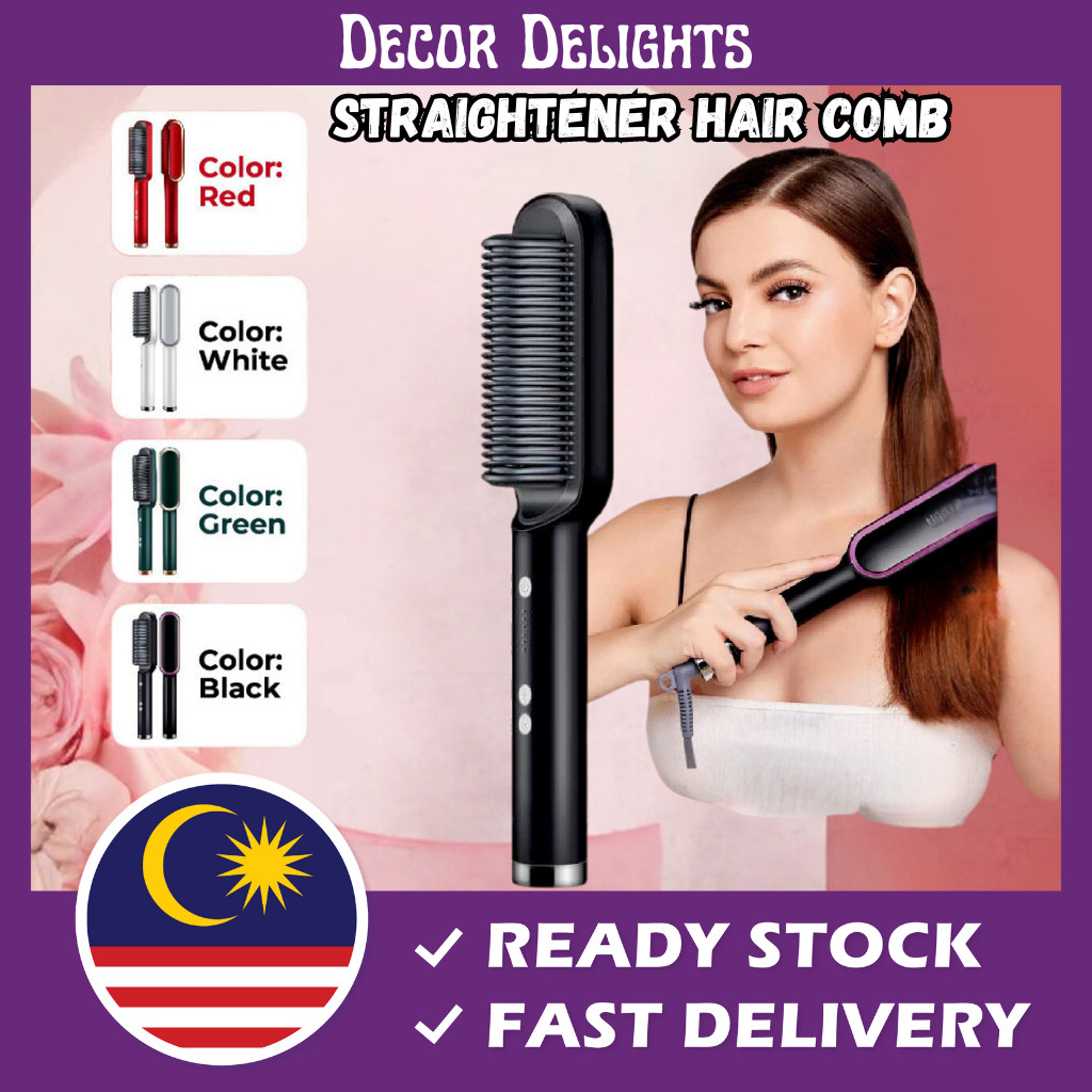 Heating Curler Reduce Frizz Hair Hair Straightener Comb Styling Tool Comb Sikat Pelurus Rambut Sikat Rambut