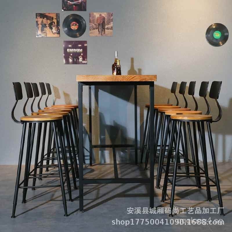 Industrial Style Bar Counter Chair Combination Bar Counter Wall-Mounted ...