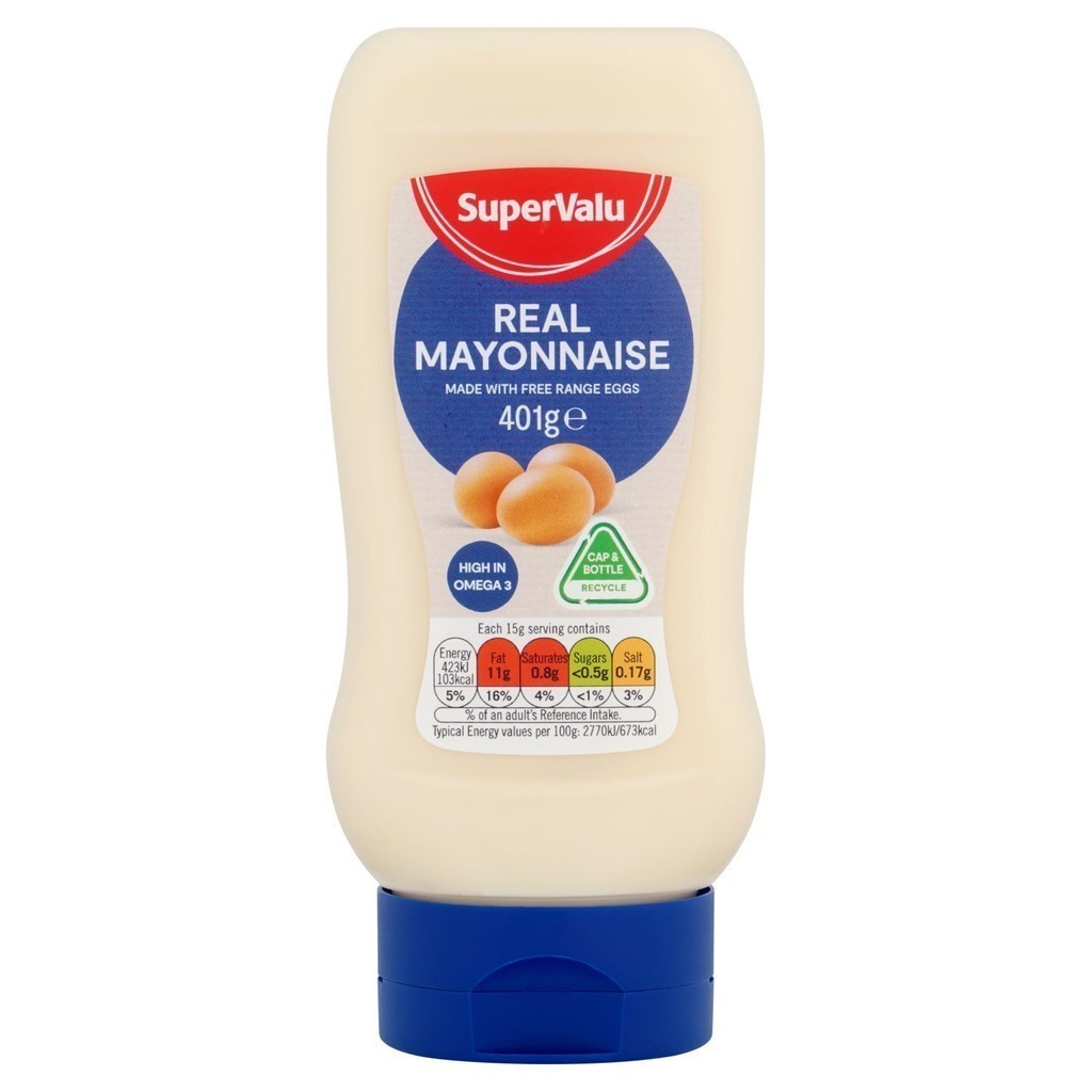 (Expiry 16th july 2024)Supervalu Real Mayonnaise Free Range Eggs 410ml