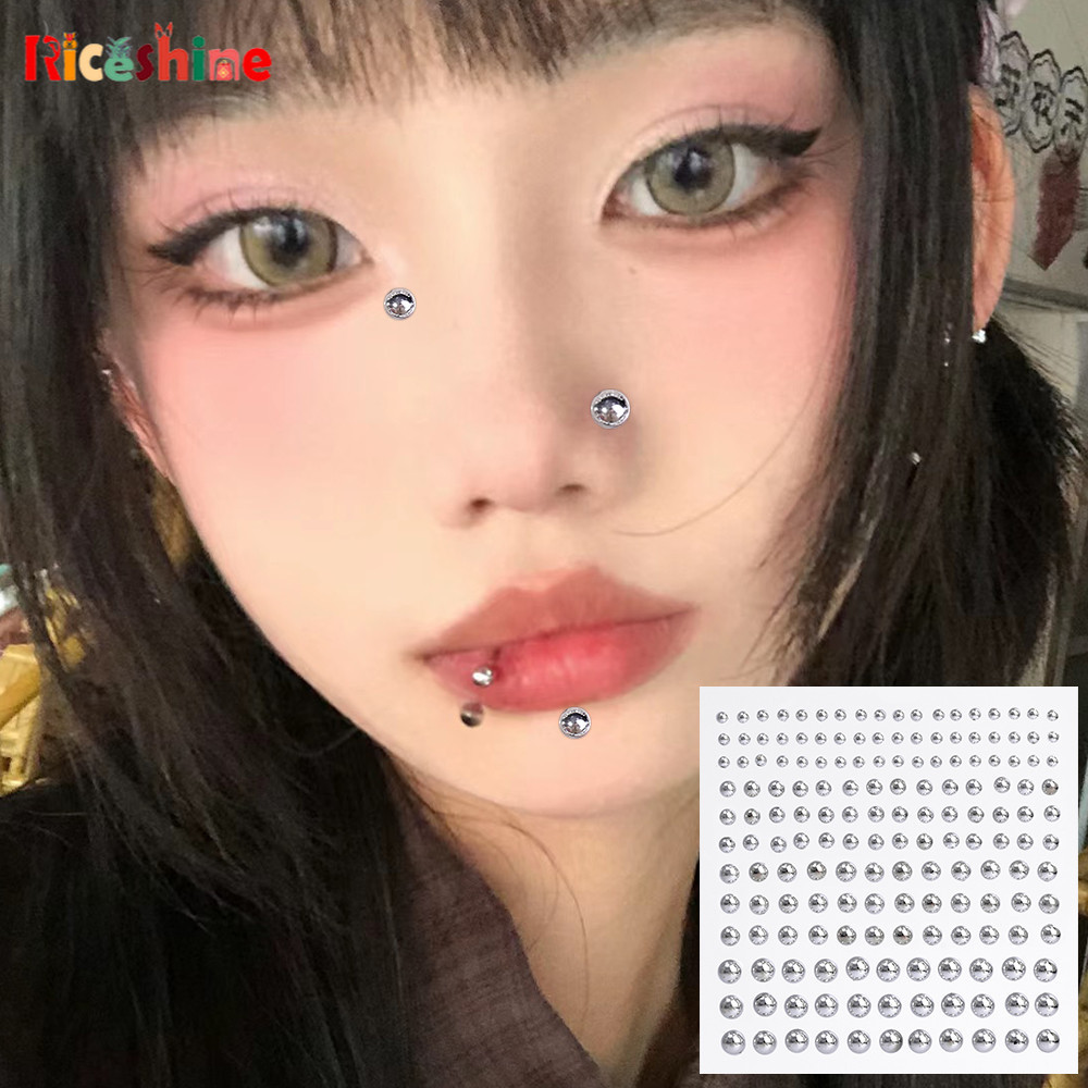 Creative Mini Acrylic Silver Diamond Nose Studs Sticker Temporary Tattoo 3D Eyebrow Rivet Jewelry Shopee Singapore