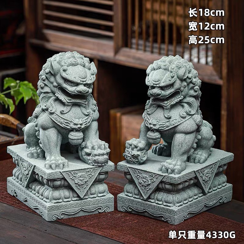 Yuanyi】Extra-large Chinese-style stone lion ornaments for the